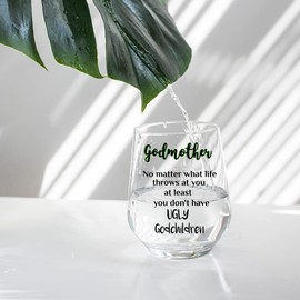 JERIO Gifts for Godmother,Godmother Gifts from Godson Godgaughter 15oz Wine Glass- Godmother Christmas,Mother's Gift for Godmother