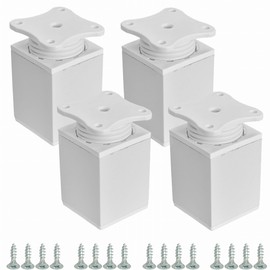 STOLMET Furniture Feet for Furniture, Pack of 4, 60 mm Furniture Legs, Living Room, Kitchen, Bedroom, Cabinet, Sofa Armchair, Plastic, Height Adjustable, Glossy White