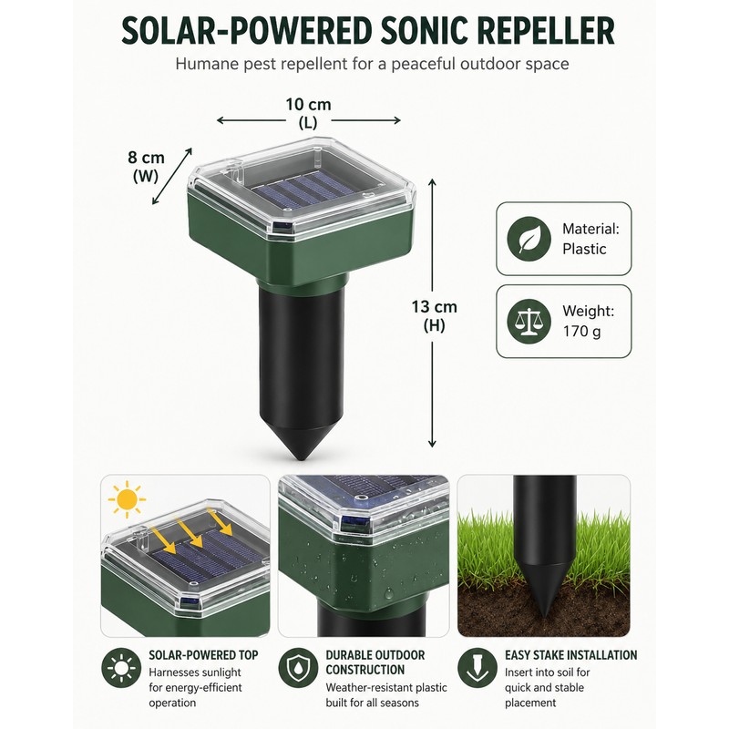 2-Pack Solar Sonic Garden Stakes for Outdoor Use – IP44