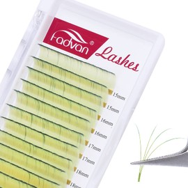 Easy Fan Color Volume Eyelash Extensions Yellow Green 0.07mm D Curl 15-20mm FADVAN 2 Mixed Colors Lashes Individual 3D 4D 5D 6D 8D 10D Russian Self Fanning Volume Eyelash (Yellow Green 0.07-D, 15-20)