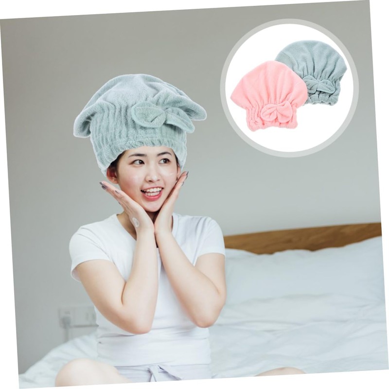 Gorras para Cabello Seco de Coral Fleece para Mujer, 2