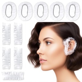 300 Pieces Disposable Ear Covers for Shower Waterproof Clear Plastic Ear Protectors Shower Caps for Adults Women Men for Salon Bathing Hair Dye