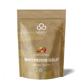 edubily nutrition® Whey Protein Isolate • Lactose Free • Very Soluble Protein Powder without Carbohydrates & Sugar • From Irish Pasture • 750 g (Baked Apple)
