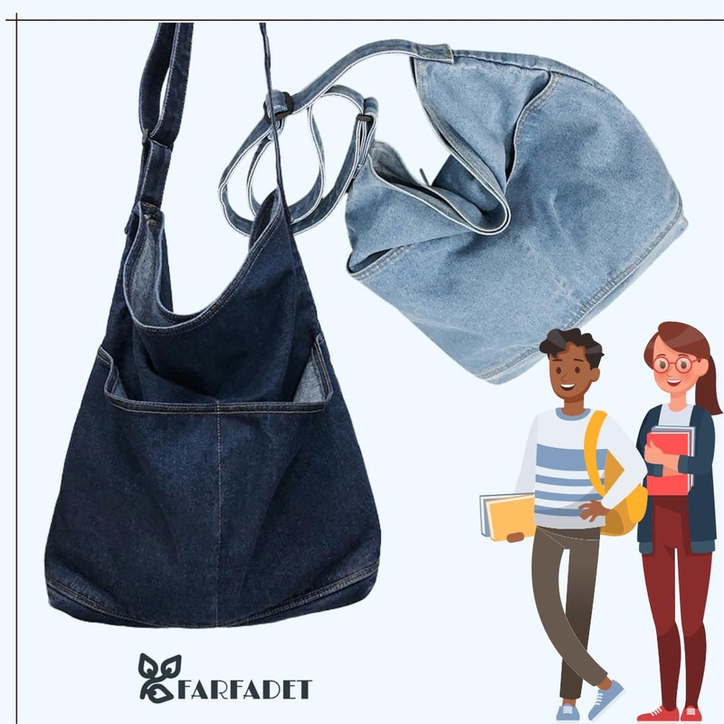 FARFADET Crossbody Denim Shoulder Bag, Tote Bag, Mother's Bag, Adjustable,