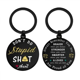 EE&YU Don't Do Stupid Keychain from Love Aunt - Proud Nephew Niece Birthday Graduation Christmas Gag Gifts Stocking Stuffer