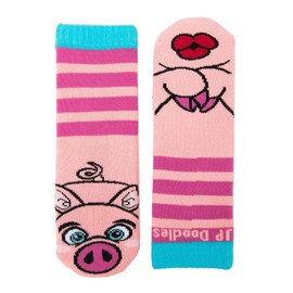 Calcetines de marioneta, divertidos calcetines de animales novedosos, calcetines locos para niños, calcetines divertidos para niños y niñas, Piggy, L