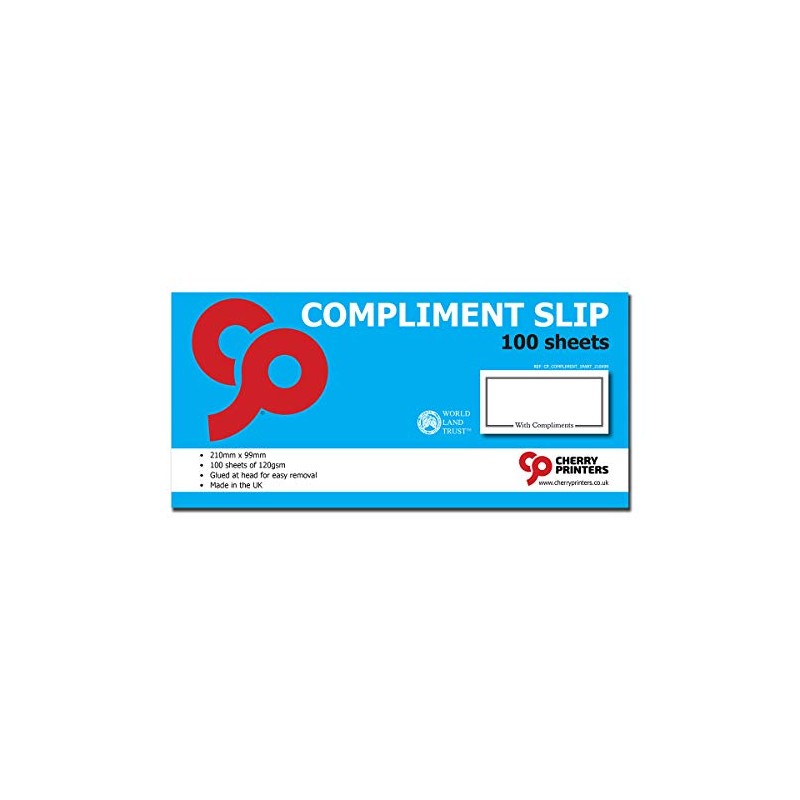 Cherry Compliment Slip 210mm x 99mm | 100 Sheets |