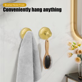 hamtima Strong Suction Cup Hooks for Shower, No Drill Towel Hooks for Bathrooms, Bathroom Towel Holder, Hooks for Hanging Heavy Duty, Towel Holder for Bathroom Wall, Kitchen, Glass, Mirror(2pcs)