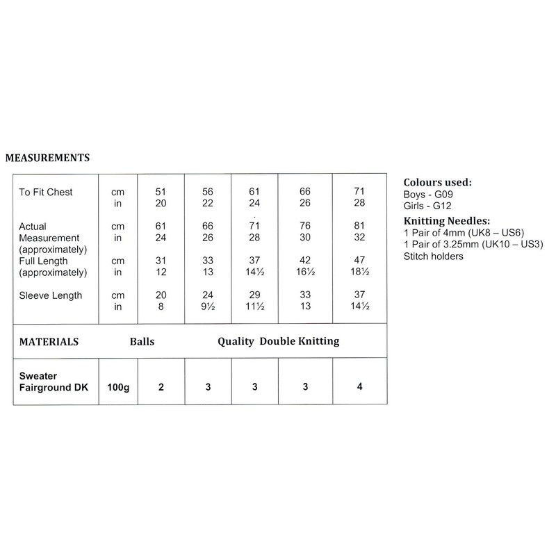 James C Brett JB623 Knitting Pattern Childrens Sweater in Fairground