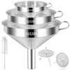 Metal Stainless Steel Funnels, Large Small Funnel Set of 3
