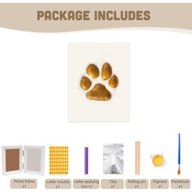 TIAMORK Paw Print Kit with Picture Frame and Imprint Clay, Pawprints Impression Keepsake for Dogs Cats, Memorial Desk Display for Pets -White
