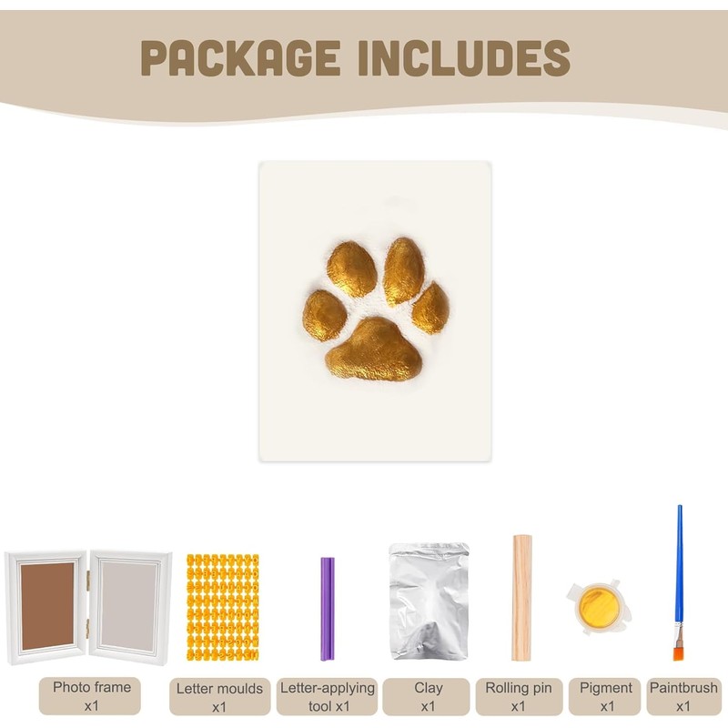 TIAMORK Paw Print Kit with Picture Frame and Imprint Clay,