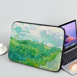 Tongluoye Green Wheat Fields Laptop Sleeve Case for Women Men Trendy Van Gogh Painting Laptop Protector with Multiple Uses Made of Premium Neoprene Material 17 Inch Tablet Bag for Friends
