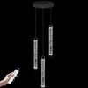 3-Lights High Ceiling Crystal Staircase Chandelier Black Pendant Lights Modern