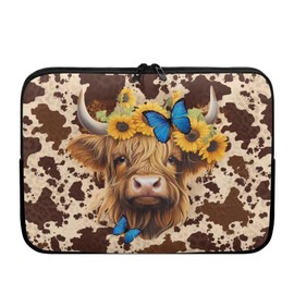 TSOVTHRID Highland Cattle Sunflower Butterfly Brown Cow Print Computer Bag Laptop Sleeve Laptop Carrying Cases & Sleeves Pouches