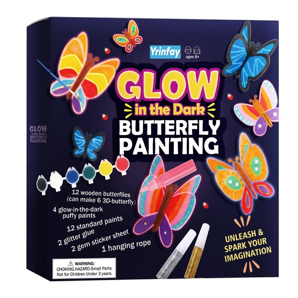 Yrinfay Glow-in-the-Dark Butterfly Painting Set for Children - Paint and
