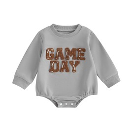 FYBITBO Baby Football Outfit Girl Boy Sundays We Watch Football with Daddys Mommy Onesie Fall Winter Baby Clothes (0-3 Months,grey football onesie)