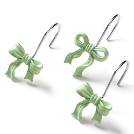 Cute Bow Shower Curtain Hooks Rings for Bathroom,Sage 12PCS