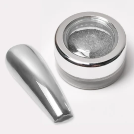 Chrome Nail Powder,Metalic Christmas Mirror Effect Chrome Powder Pigments for Nails Decoration for DIY (Silver, M)