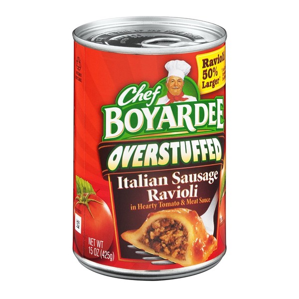 Chef Boyardee, Big Overstuffed Italian Sausage Ravioli, 15oz Can (Pack of 6)