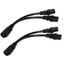 C14 to 2X C13 Y Splitter UPS Server Power Extension Cord 2 in1 IEC C13 to C14 2 Ways Splitter Cables 30CM (2 Pack Black)