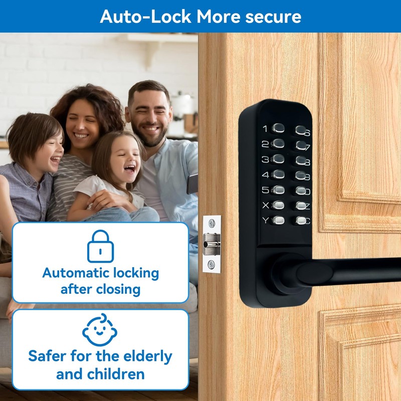 Gertrdti Keyless Entry Handle Set, Stainless Steel Keypad Front Door