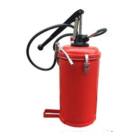 High Pressure Manual Grease Bucket Pump (Bulk Fill Pail Pump) w/ Steel Container & Follower Plate (self enclosed unit)