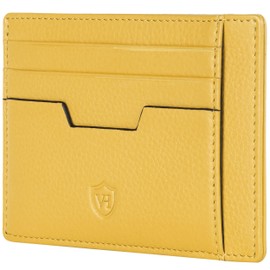 VON HEESEN Genuine Leather RFID Card Holder Made of Nappa Leather - 9 Compartments - Landscape Format Credit Card Holder for Men and Women, yellow, 01