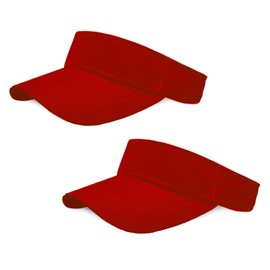2 Pieces of Red Sun Visor Hats Adjustable Sport Visors Cap Visors for Women and Men (One Size)