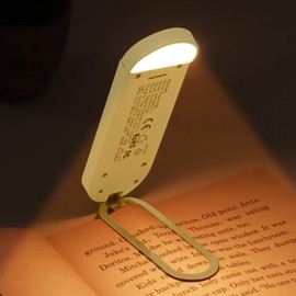 Akomid Book Light, USB Rechargeable Clip on Reading Light, Eye-Cared Amber Light Mode Book Light for Reading in Bed Kids, 8 LEDs Bookmark Portable, Stepless Dimming, Khaki