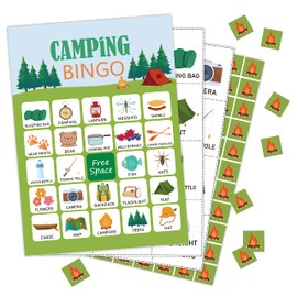 Camping Bingo Cards, Camp Adventure Bingo Game, Camp Birthday Party Game, Outdoor, Indoor, Family Travel Group Activity - 24 Players/03luying