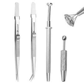 4Pcs Piercing Ball Grabber Tool Set, Piercing Tools for Changing Jewelry, Stainless Steel Jewelry Locking Tweezers for Small Parts, Tiny Objects, IC Chip, Electronic Components