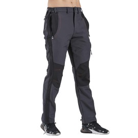 Gash Hao Men's Ski Snow Pants Waterproof Hiking Snowboard Pants Breathable Fleece Lined Zipper Bottom Leg(Grey 36WX32L)