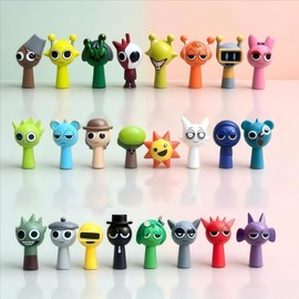 InteDesign 24 PCS Sprunki Action Figures toys Set, Colorful Toy Figures for Kids,Funny Cartoon Anime Games Figurine for Boys and Girls Ages 3+ Safe, Durable, And Fun, The for Any S-Prunki Games Fan
