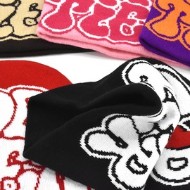 Millevibe Y2K - Gorro de punto de invierno con estampado de letras de nivel superior, estilo grunge para mayor calidez para hombres y mujeres, rosado caqui , Talla única