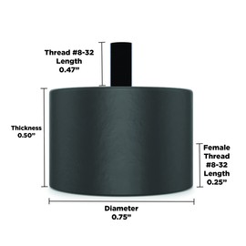 Isolate It!: Sorbothane Male/Female Vibration Stud Mount - #8-32 - 1/2" (H) - 3/4" (Dia) 70 Duro - 4 Pieces