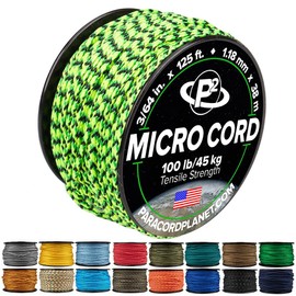 Paracord Planet Micro Paracord – Thin Braided Cord for Crafting, Fishing, and DIY Projects in 125 ft Spools – Gecko