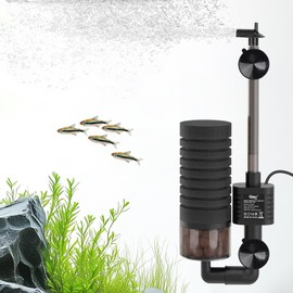 hygger Electric Aquarium Sponge Filter, Power USB Single Aquarium Filtro Fish Tank Filter, Quiet Submersible Foam Aquarium Filter with Filtered Ceramic Balls for up to 170 L Aquariums (M)