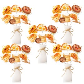 SHADOAMP Bread Party Decorations, 24pcs Toast Bread Theme Table Centerpiece Sticks Double-sided Printing Food Theme Table Decorations for Breakfast Theme Baby Shower Birthday Decorations