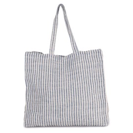 noTrash2003 Large Sustainable Vegan Striped Shopper Shopper Made of Cotton Jute Fabric (Juco), Iris blue-natural