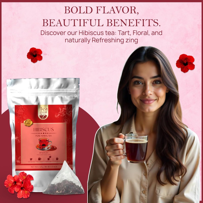 Tealeaf & Co. Hibiscus Tea with Hibiscus Flowers Extract -
