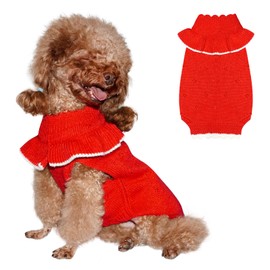 Topkins Dog Dress, Warm Pet Winter Sweater for Small Dogs, Dog Party Dress for Small Medium Large Dogs, Dog Knitted Sweater Knitted Turtleneck Fall Winter Dog Clothes, XL
