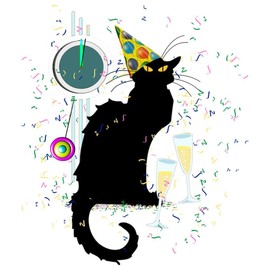 CafePress Chat Noir New Years Party Countdown 10" Wall Clock for Livingroom, Kitchen, or Office