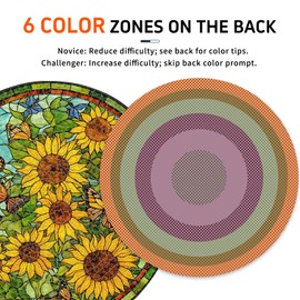 Naturelish Sunflower Stained Glass Puzzles Jigsaw for Adults 1000 Pieces, Brain Challenging Puzzle for Game Night, Family, Friends, Round Puzzles Diameter 25.6 in