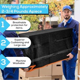 Simpli-Magic Heavy Duty Padded Moving Blankets (12 Pack),Black/Orange