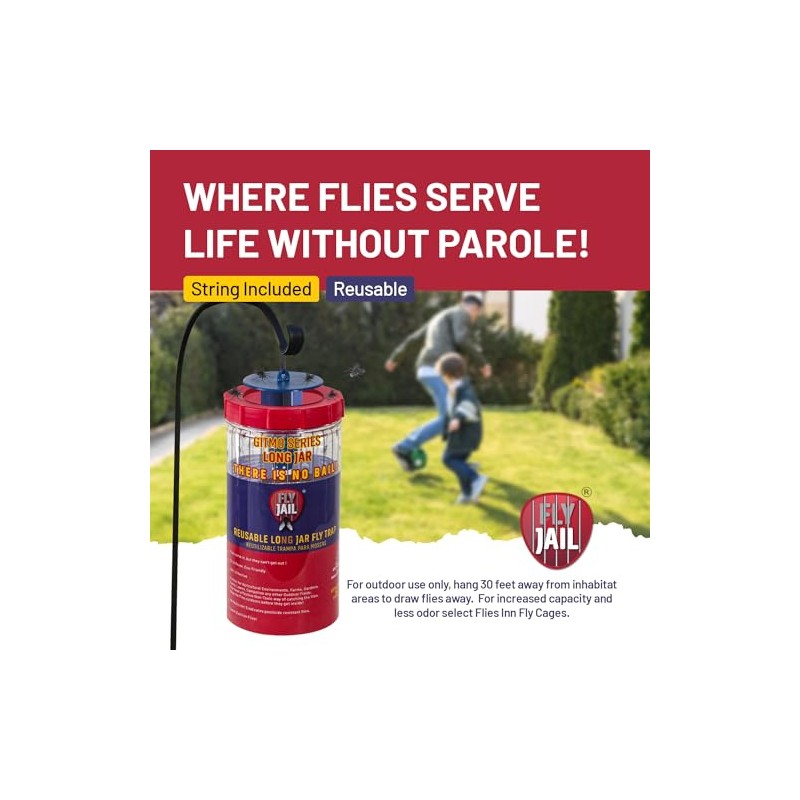 Long Jar Reusable Fly Trap with Attractant Baits
