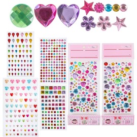 EXCEART Pegatinas De Gemas AcríLicas Para DecoracióN - 6 Hojas Con 65 Gotas, 88 Cuadrados, 160 Redondas, Corazones Y Perlas, FáCil De Usar Para TeléFonos, PortáTiles Y Maquillaje