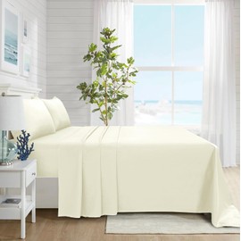 CHARKHAH Polycotton Flat Sheets with Single Double King Size Bed Ultra Soft Plain Top Sheet Dyed in Trendy Colors Hotel Collection Sheets Ideal for Winter & Summer Bedding (Cream, Double)