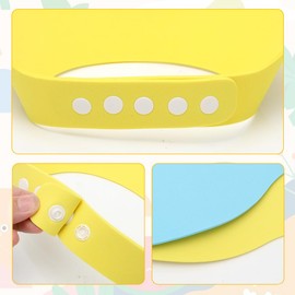 LOMUG Baby Shower Cap with Adjustable Velcro Fastening - Soft EVA Material Protects Eyes, Nose & Ears from Water & Shampoo (Yellow Lion + Blue Dinosaur)