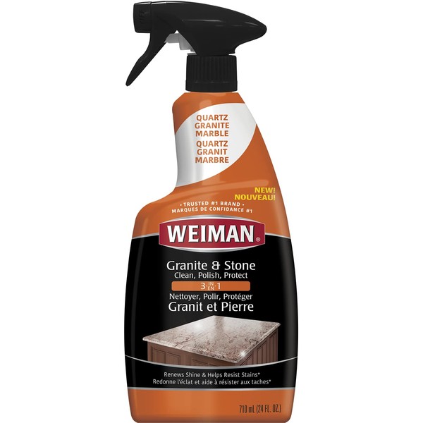 Granite Stone Clean, Polish and Protect - 24 Ounce - Streak-Free, pH Neutral Formula for Daily Use on Interior and Exterior Natural Stone